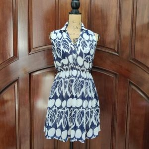 Xtaren Blue & White Collared Summer Dress